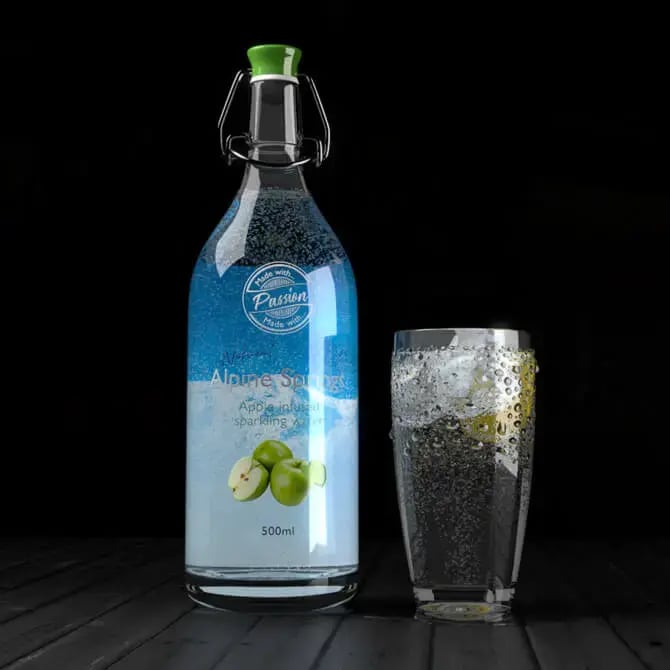 3d-packaging-spring-water-with-glass